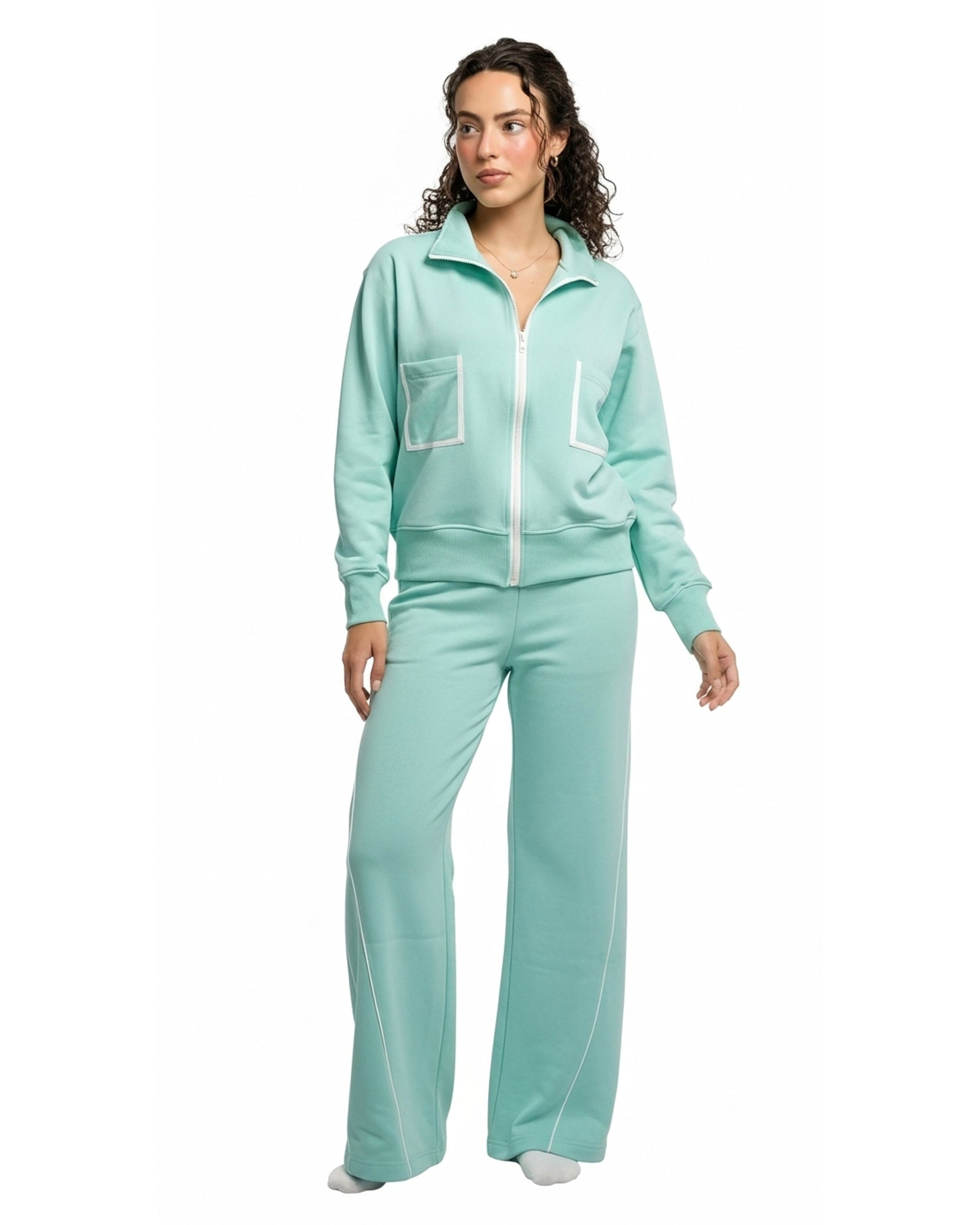 Buy Sajiero Fleece Tracksuit – Comfy Zip - Aqua in Pakistan