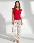 Buy Sajiero Cotton PJ Set - Heart Ease - Red in Pakistan