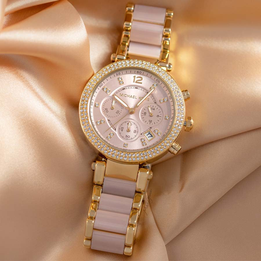 Buy Michael Kors Parker Chronograph Pink Dial Two Tone Strap Watch for Women - Mk6326 in Pakistan