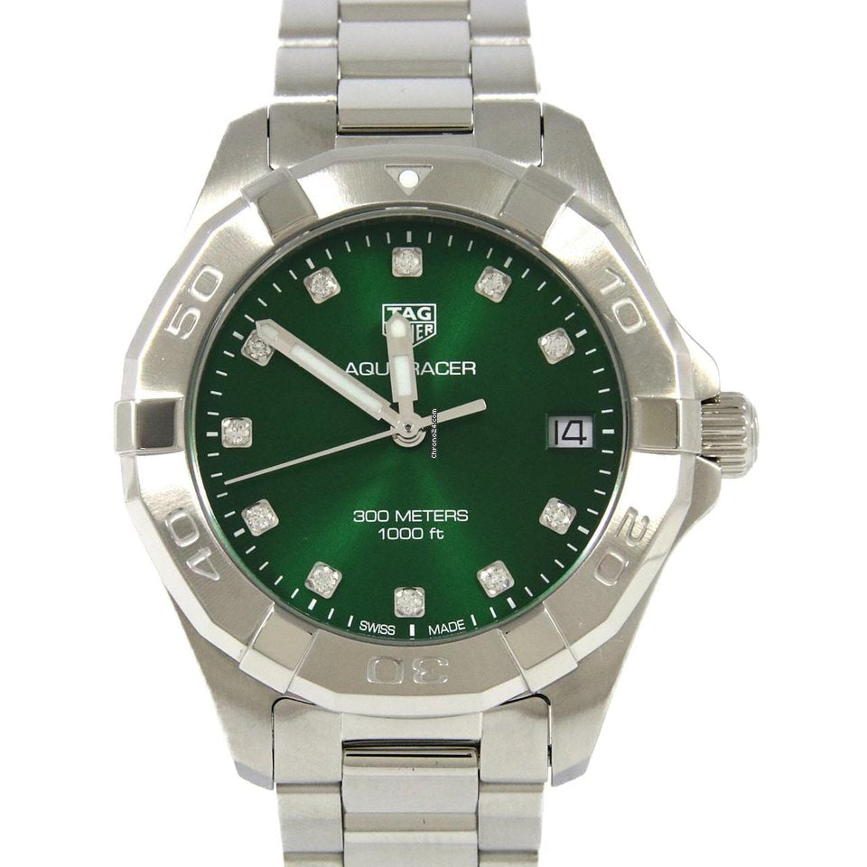 Buy Tag Heuer Aquaracer Green Dial with Diamonds Silver Steel Strap Watch for Women - WBD1316.BA0740 in Pakistan