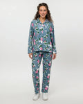 Buy Sajiero Linen Pajama Suit - Blue Rose in Pakistan