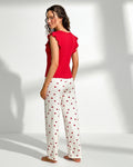 Buy Sajiero Cotton PJ Set - Heart Ease - Red in Pakistan