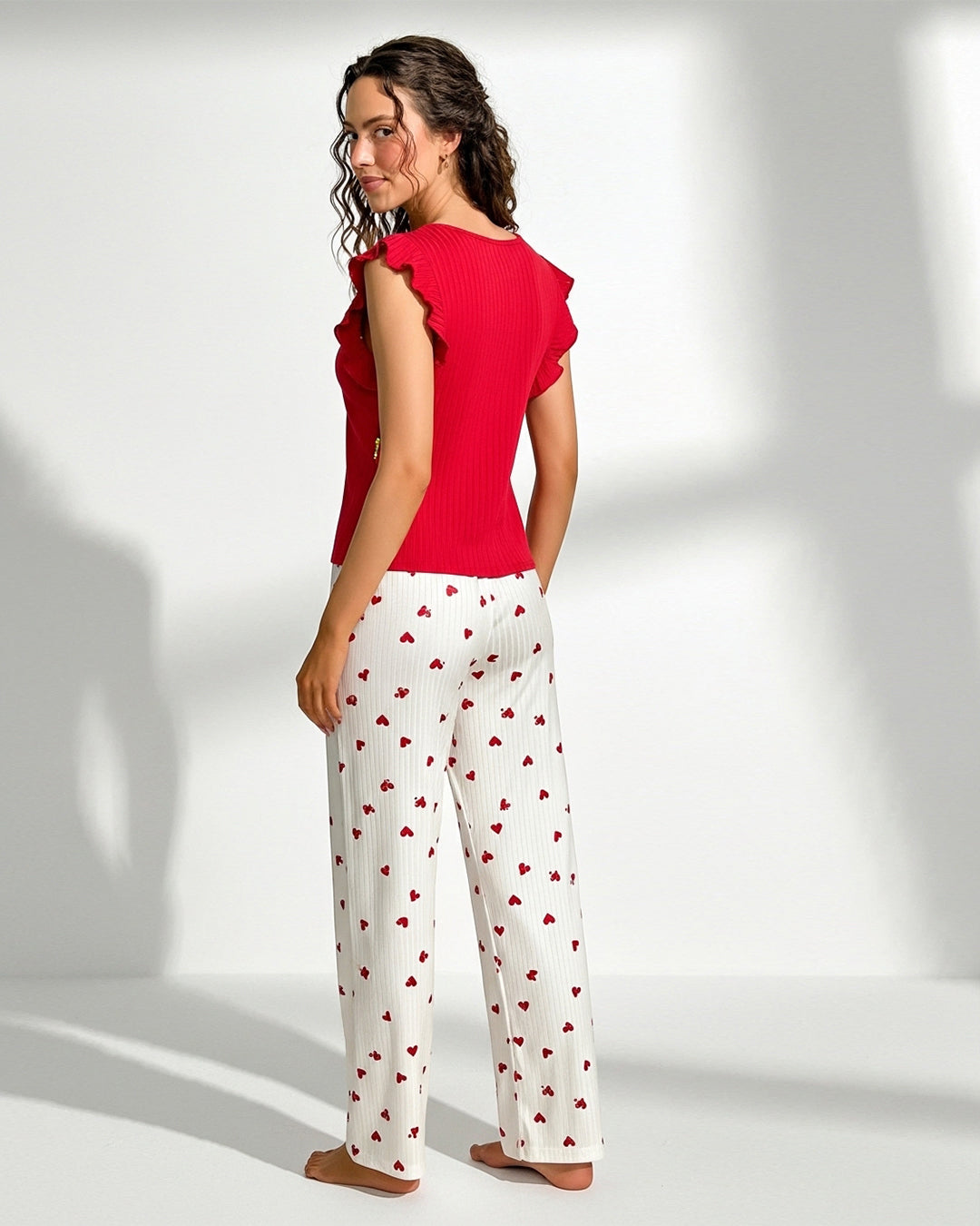 Buy Sajiero Cotton PJ Set - Heart Ease - Red in Pakistan