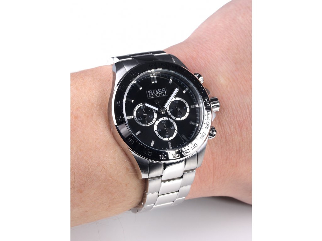 Buy Hugo Boss Mens Chronograph Quartz Stainless Steel Black Dial 46mm Watch - 1512965 in Pakistan