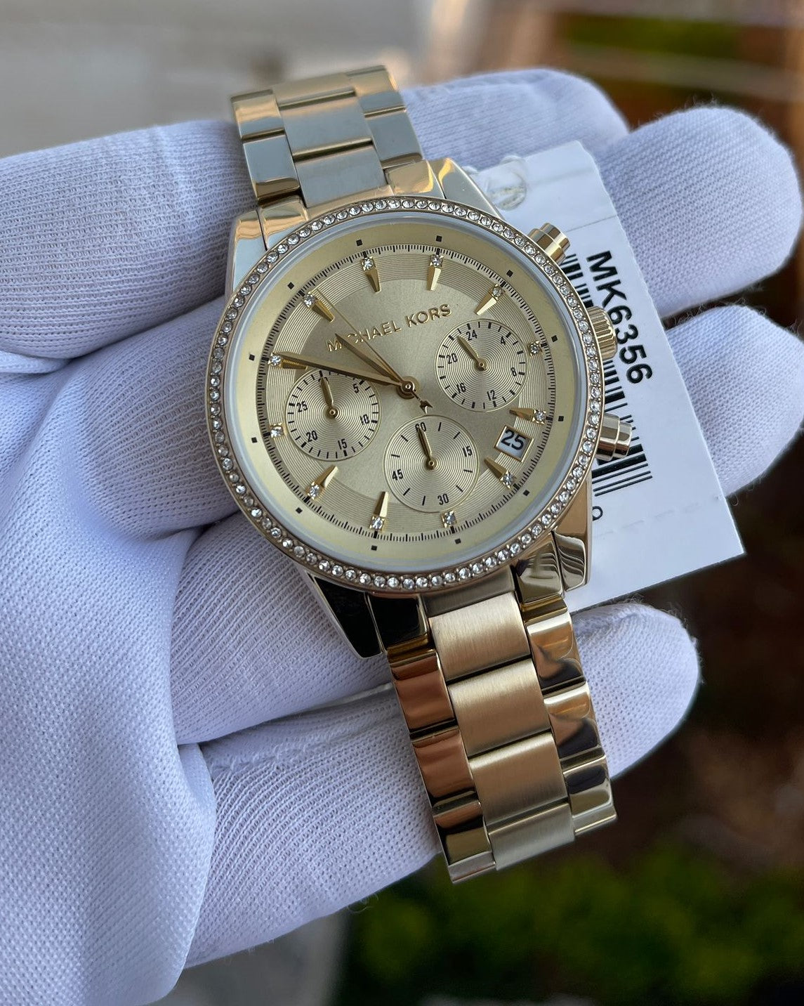 Buy Michael Kors Ritz Chronograph Gold Dial Gold Steel Strap Watch for Women - MK6356 in Pakistan