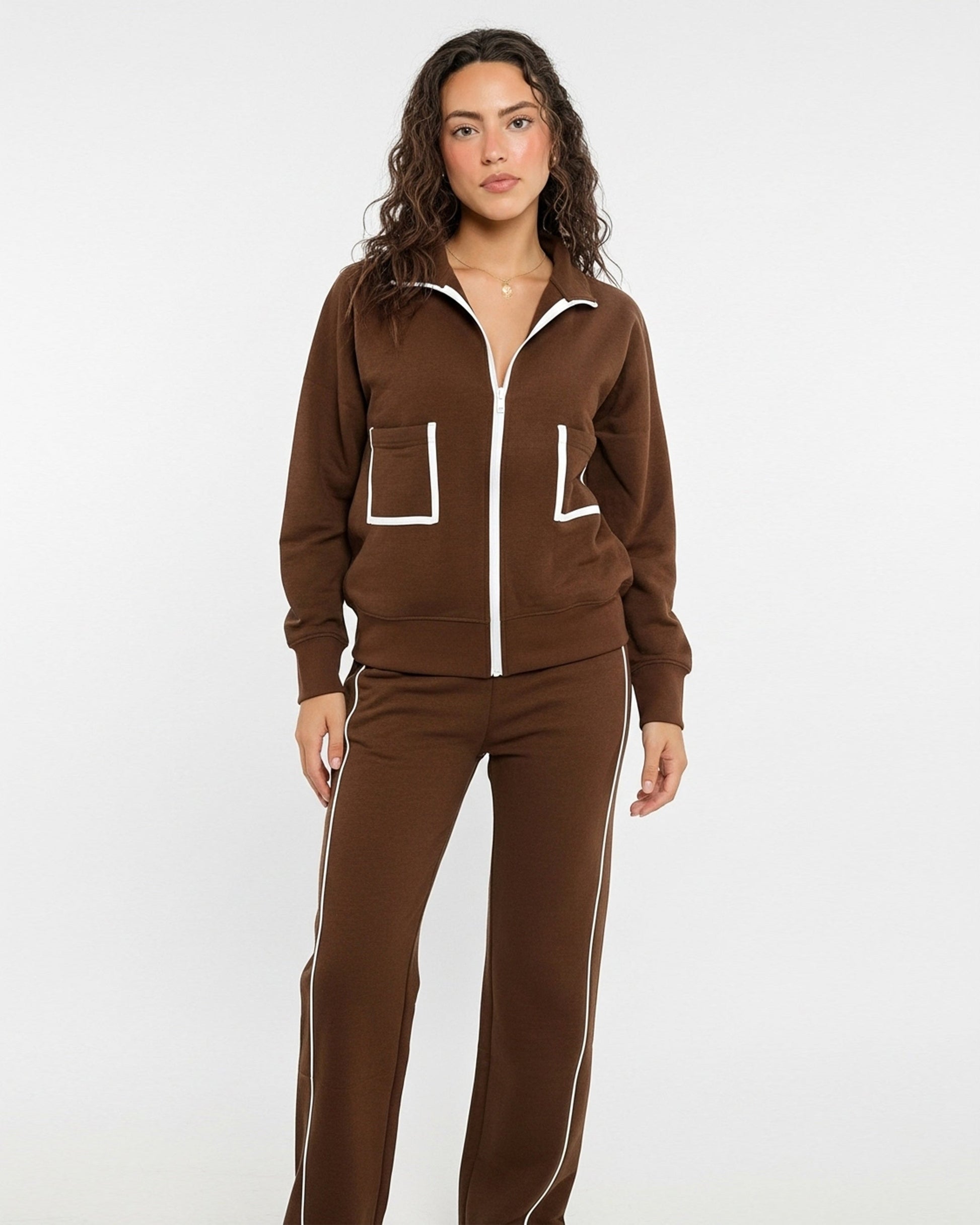 Buy Sajiero Fleece Tracksuit – Comfy Zip - Brown in Pakistan