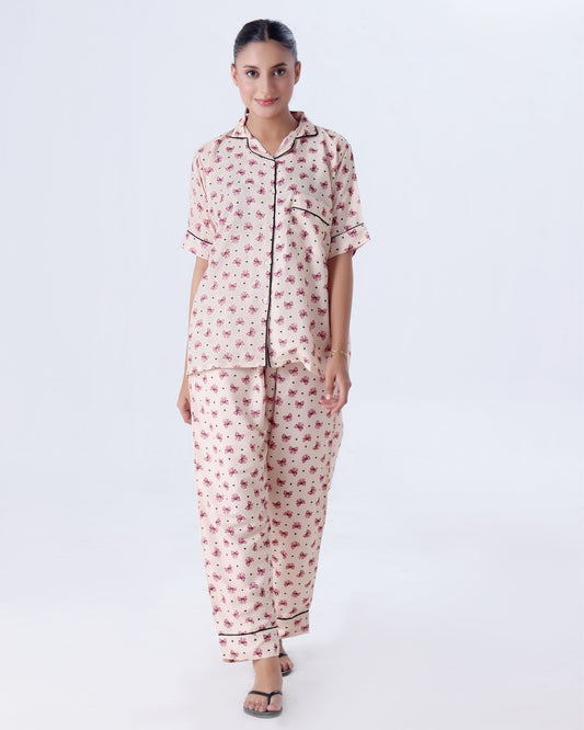 Buy Sajiero Summer Pajama Suit - Ribbon And hearts in Pakistan