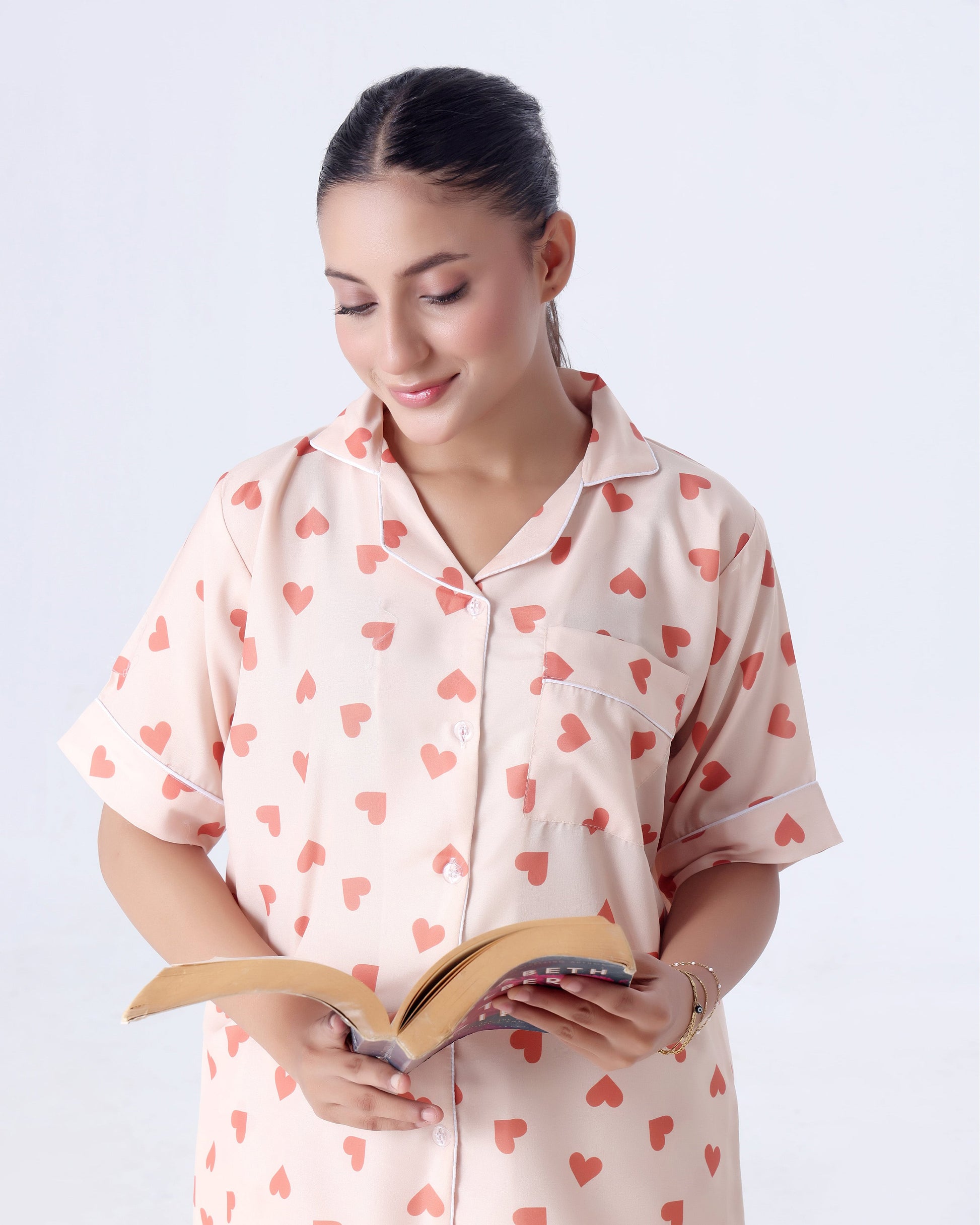 Buy Sajiero Summer Pajama Suit - Love Hearts in Pakistan