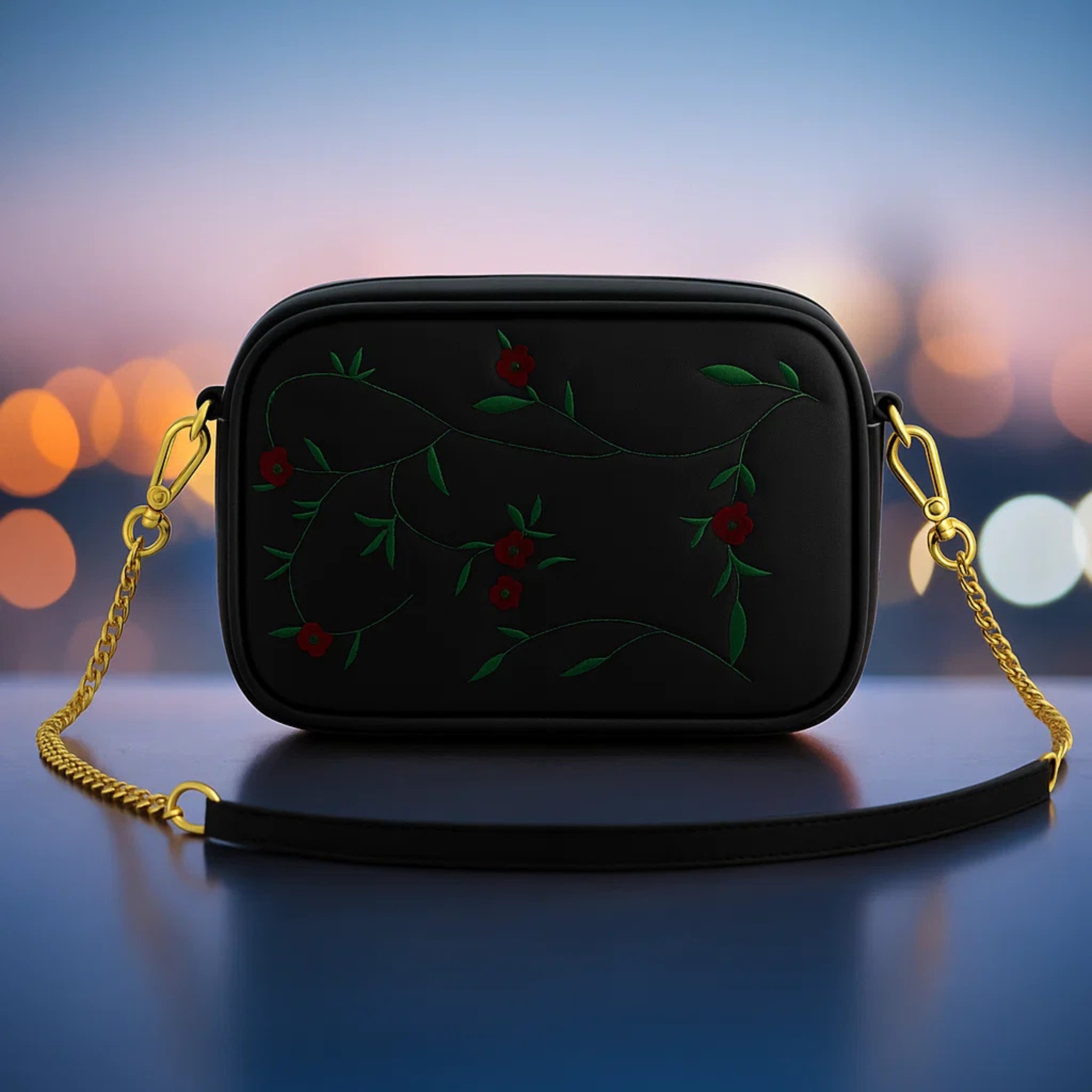 Buy Floral Chic Crossbody Bag - Black in Pakistan