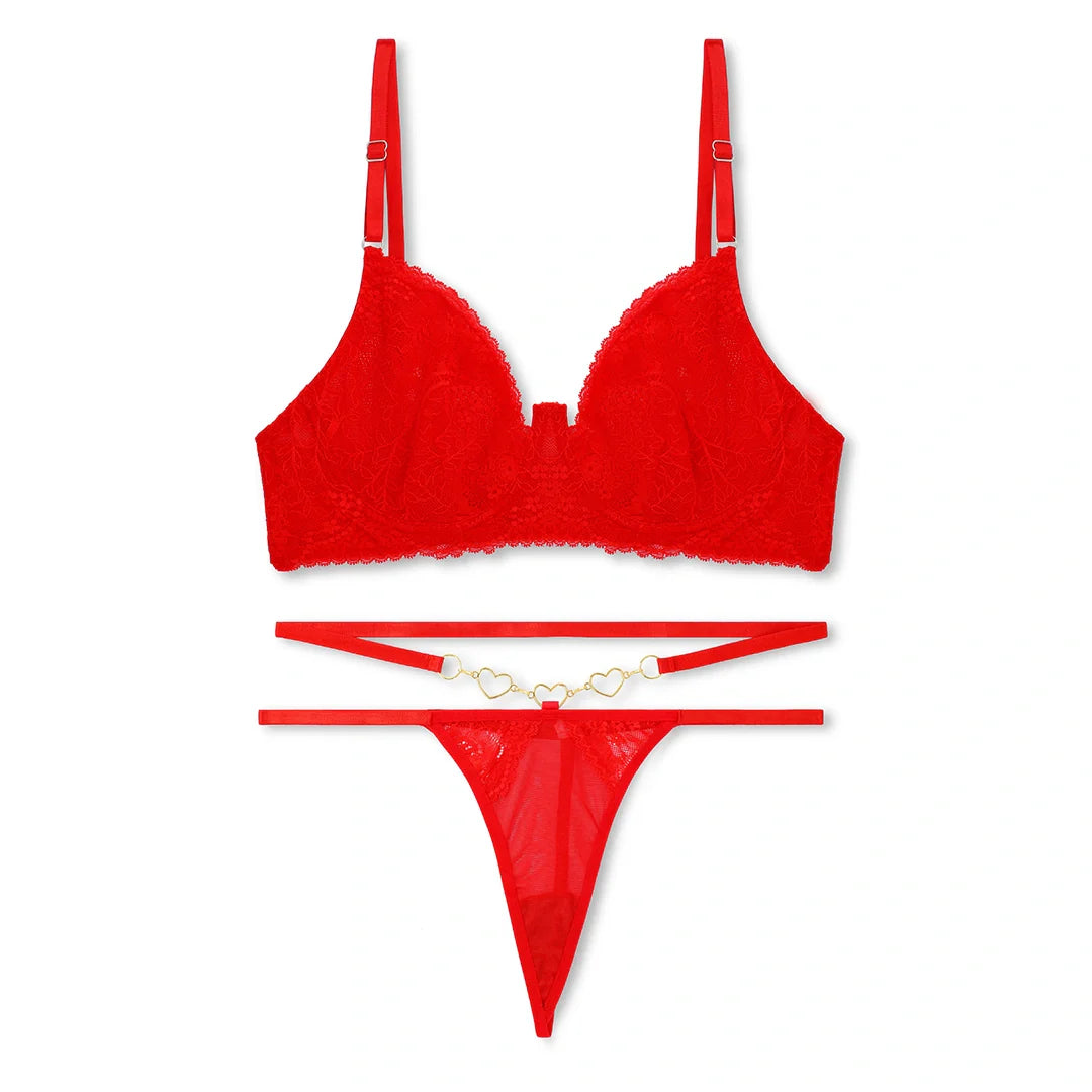 Buy Red Embroidered Non Padded Bra and Panty Set in Pakistan
