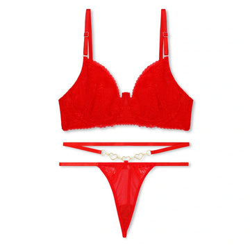 Buy Red Embroidered Non Padded Bra and Panty Set in Pakistan