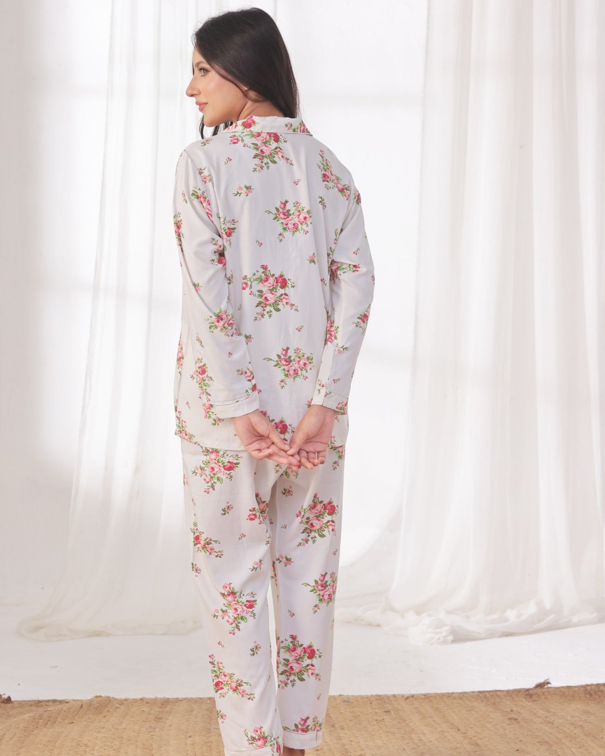 Buy Sajiero Linen Pajama Suit - Blossom Dream in Pakistan