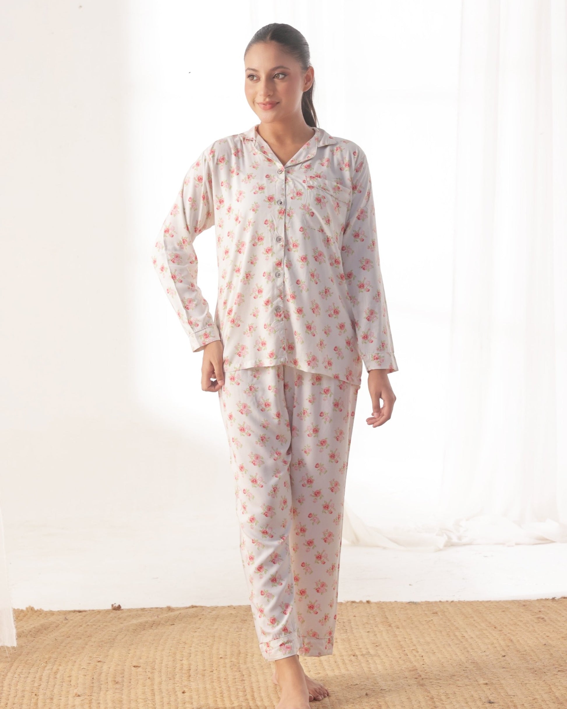 Buy Sajiero Linen Pajama Suit - Rose Whisper in Pakistan