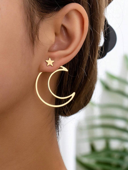 Buy SHEIN 2 Pieces/Set Of Light Luxury Star Moon Style Hollow Metal Design Suitable For Women's Daily Wear in Pakistan