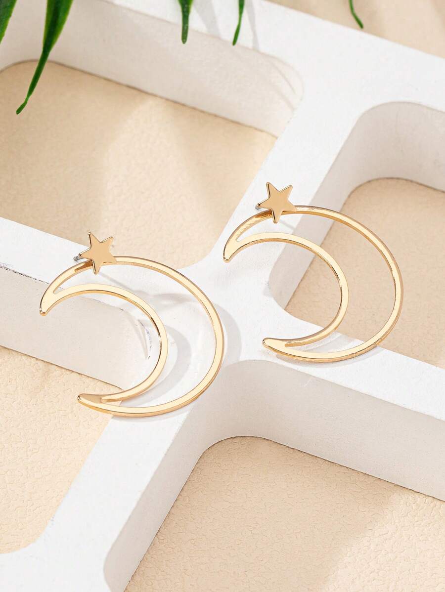 Buy SHEIN 2 Pieces/Set Of Light Luxury Star Moon Style Hollow Metal Design Suitable For Women's Daily Wear in Pakistan