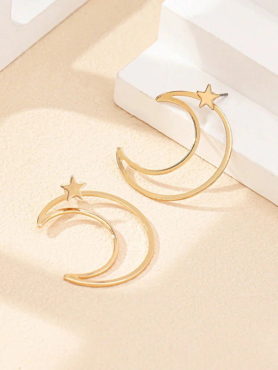 Buy SHEIN 2 Pieces/Set Of Light Luxury Star Moon Style Hollow Metal Design Suitable For Women's Daily Wear in Pakistan