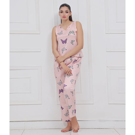 Buy Sajiero Silk Sleeveless Pj Suit - Dreamy Butterfly in Pakistan