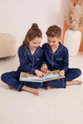 Buy Kid's Silk PJ Set - Navy Blue in Pakistan
