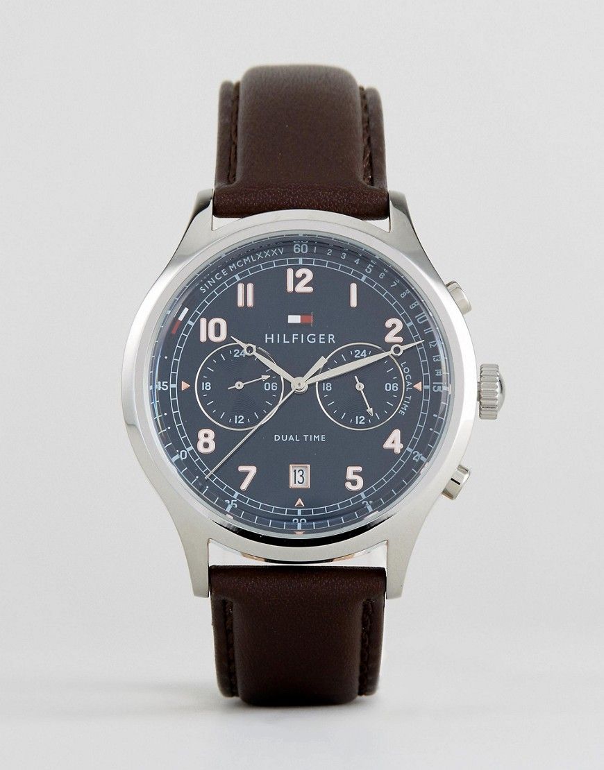 Buy Tommy Hilfiger Emerson Grey Dial Brown Leather Strap Watch for Men - 1791385 in Pakistan