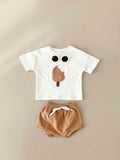 Buy SHEIN 2pcs/Set Baby Boy's Ice Cream Patch Short Sleeve T-Shirt And Shorts Set in Pakistan
