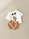Buy SHEIN 2pcs/Set Baby Boy's Ice Cream Patch Short Sleeve T-Shirt And Shorts Set in Pakistan
