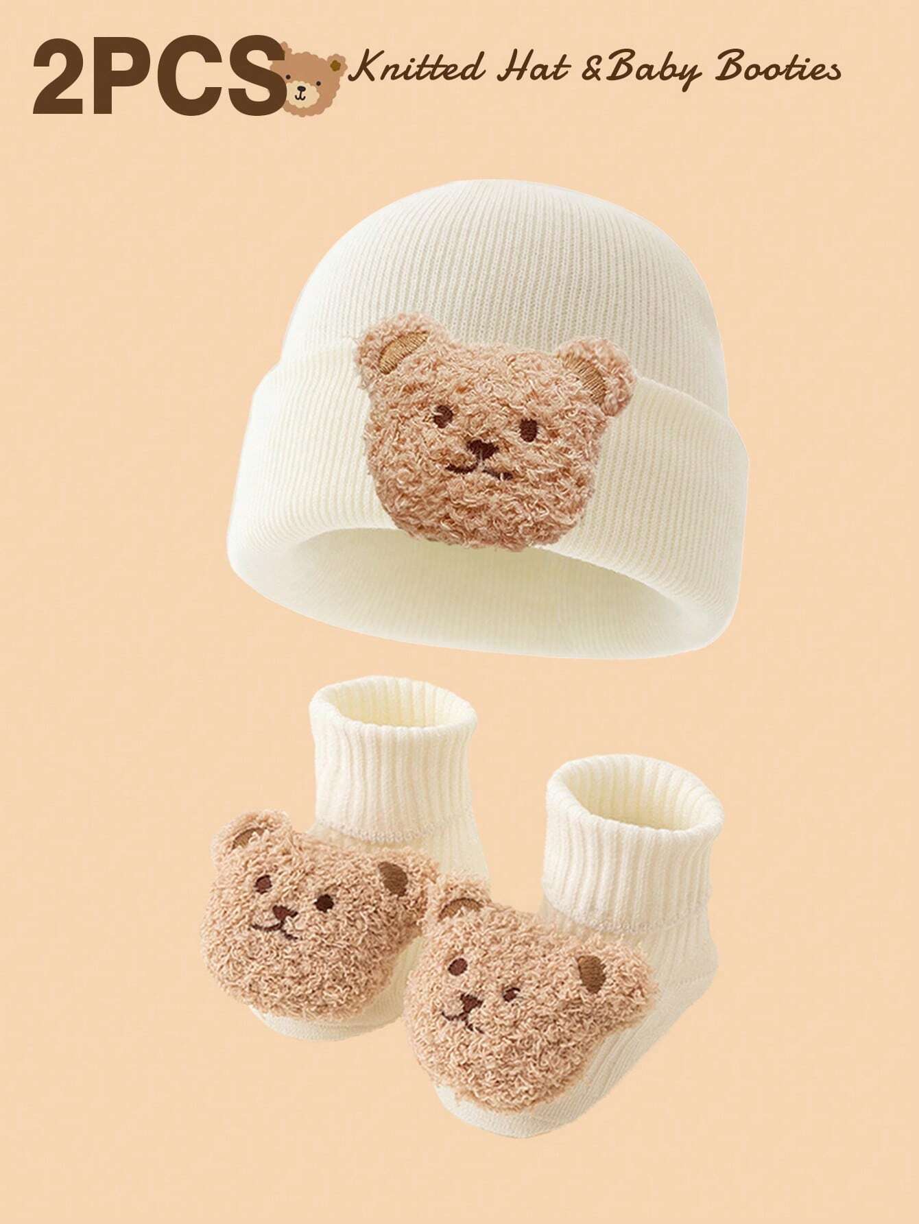 Buy SHEIN 2pcs Baby Bear Knit Hats And Socks, Soft And Warm For Boys And Girls Daily Use. in Pakistan