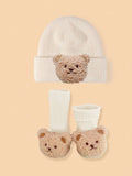 Buy SHEIN 2pcs Baby Bear Knit Hats And Socks, Soft And Warm For Boys And Girls Daily Use. in Pakistan