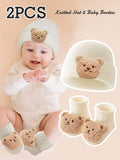 Buy SHEIN 2pcs Baby Bear Knit Hats And Socks, Soft And Warm For Boys And Girls Daily Use. in Pakistan