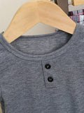 Buy SHEIN 2pcs Baby/Toddler Boys Casual Gray Short Sleeve Top And Plaid Shorts Set Home Clothing in Pakistan