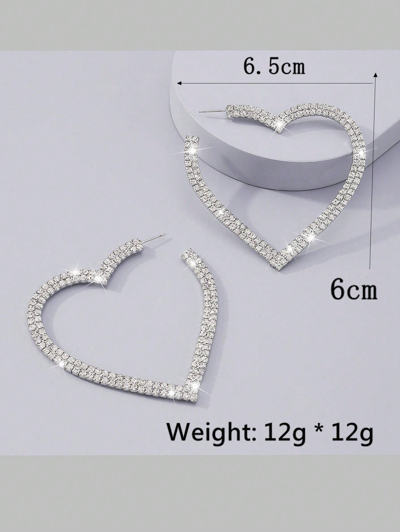 Buy SHEIN 2pcs Copper Material Luxury Heart Shaped Earrings For Valentine's Day in Pakistan