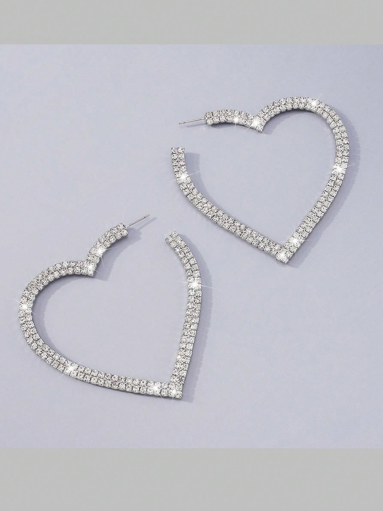 Buy SHEIN 2pcs Copper Material Luxury Heart Shaped Earrings For Valentine's Day in Pakistan