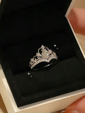 Buy SHEIN 2pcs Luxury Crown Princess Simulated Moissanite Ring Set in Pakistan