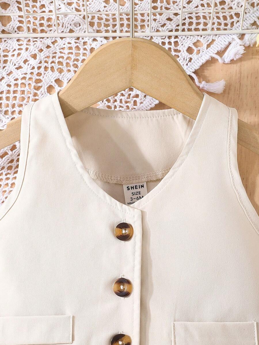 Buy SHEIN 2pcs/Set Baby Girls Summer Sleeveless Top And Skirt Set in Pakistan