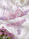 Buy SHEIN 2pcs/Set Romantic Purple Underwire Women's Bra And Panty Set in Pakistan