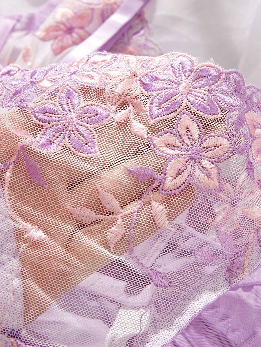 Buy SHEIN 2pcs/Set Romantic Purple Underwire Women's Bra And Panty Set in Pakistan