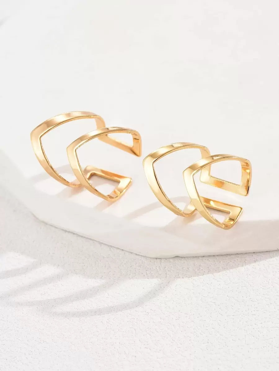 Buy SHEIN 2pcs/Set Simple Double Layered Letter V Shaped Open Ring For Women in Pakistan