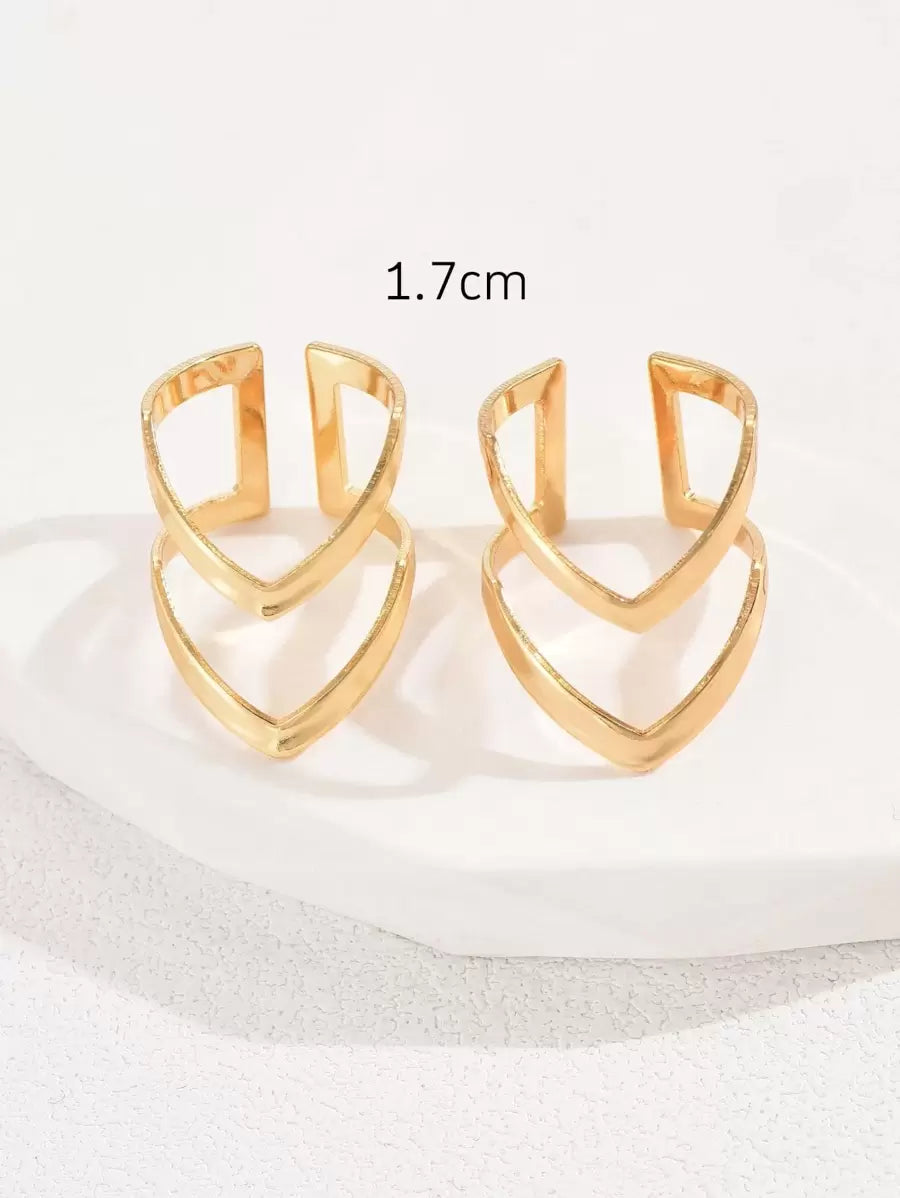 Buy SHEIN 2pcs/Set Simple Double Layered Letter V Shaped Open Ring For Women in Pakistan