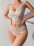 Buy SHEIN 2pcs Women Romantic Lace Comfortable & Elegant Lingerie Set in Pakistan