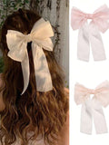 Buy SHEIN 2pcs Women's Super Fairy Mesh Ruffle Bow Hair Clips, Back Head High-Grade Hair Accessories, Sweet Romantic Design And Unique Style, Suitable For Daily Use Cute in Pakistan