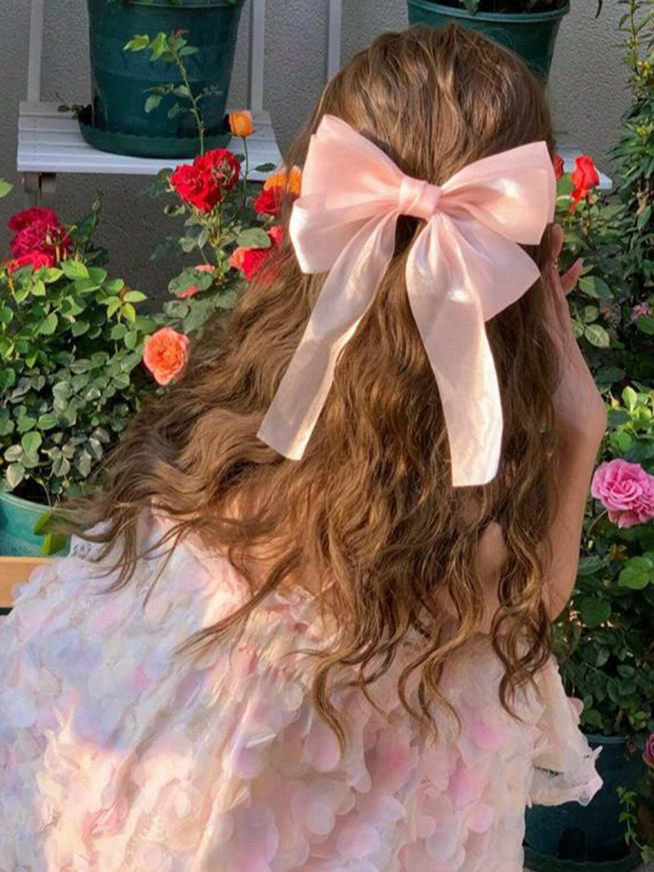 Buy SHEIN 2pcs Women's Super Fairy Mesh Ruffle Bow Hair Clips, Back Head High-Grade Hair Accessories, Sweet Romantic Design And Unique Style, Suitable For Daily Use Cute in Pakistan