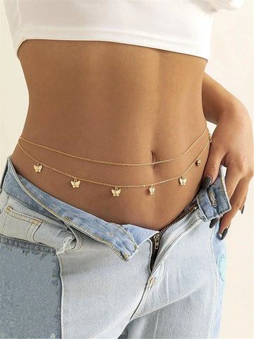 Buy SHEIN 2pcs/set Butterfly Charm Waist Chain in Pakistan