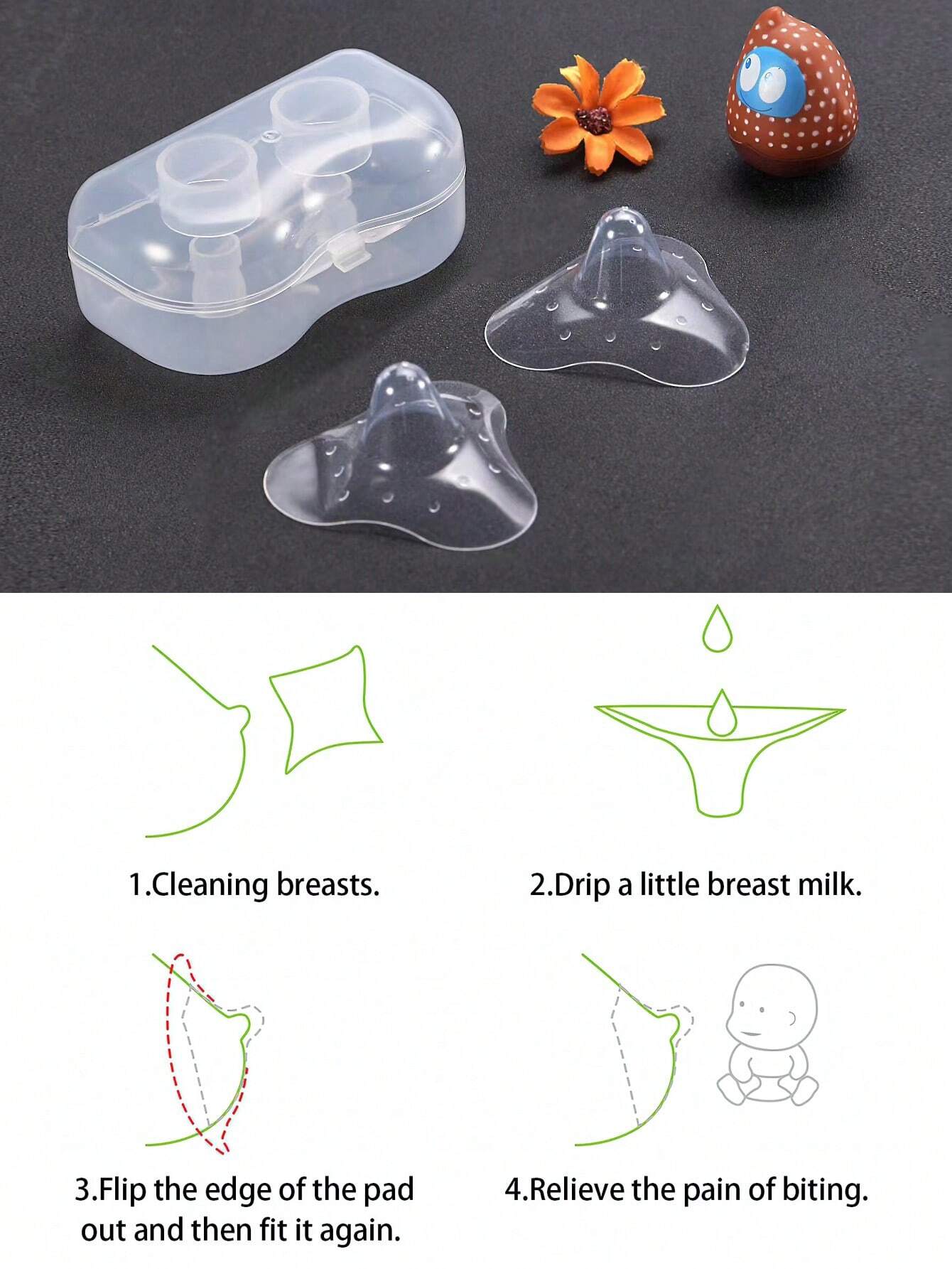 Buy 2pcs/set Protection Shell For Nipple/ Silicone Nipple Shield For Mother's Areola Protection in Pakistan