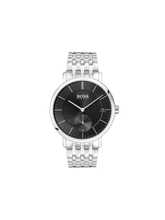 Buy Hugo Boss Mens Chronograph Quartz Silver Stainless Steel Black Dial 40mm Watch - 1513641 in Pakistan