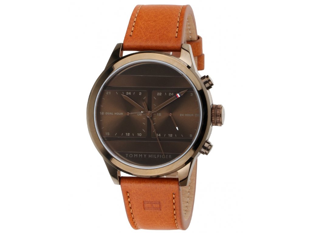 Buy Tommy Hilfiger Mens Quartz Brown Leather Strap Brown Dial 44mm Watch - 1791594 in Pakistan