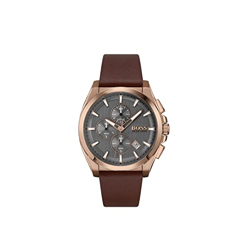 Buy Hugo Boss Mens Quartz Brown Leather Strap Grey Dial 46mm Watch - 1513882 in Pakistan