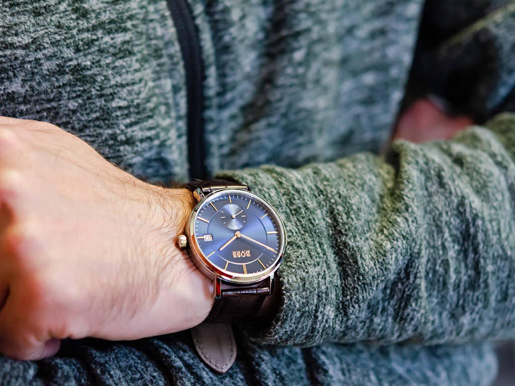 Buy Hugo Boss Grand Corporal Blue Dial Brown Leather Strap Watch for Men - 1513639 in Pakistan