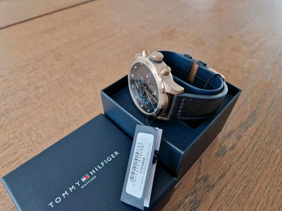 Buy Tommy Hilfiger Mens Quartz Blue Leather Strap Grey Dial 46mm Watch - 1791808 in Pakistan