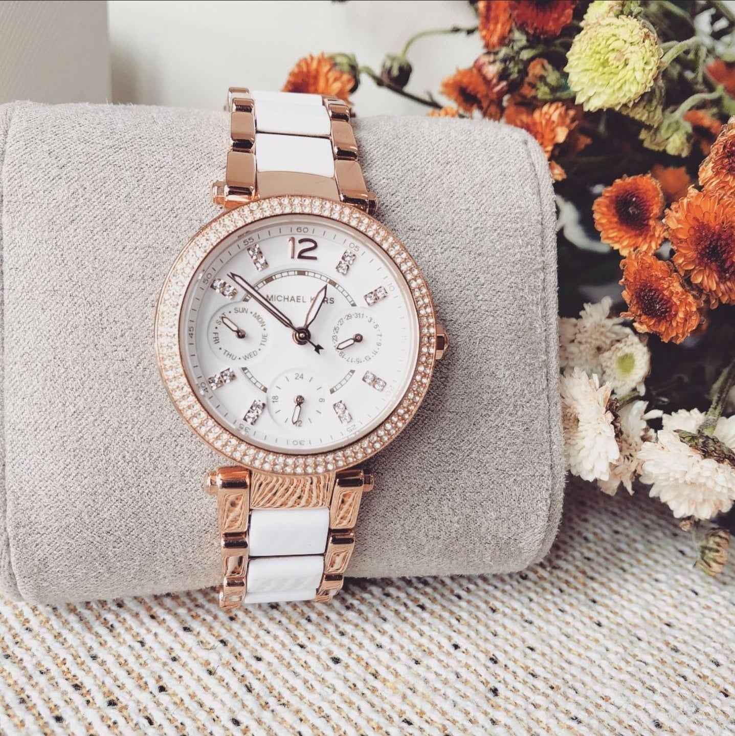 Buy Michael Kors Mini Parker Chronograph White Dial Two Tone Strap Ladies Watch - Mk6261 in Pakistan