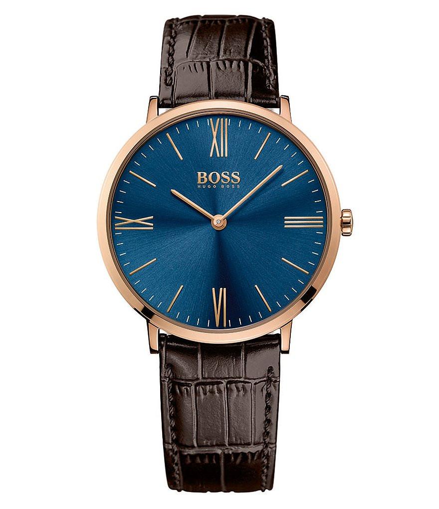 Buy Hugo Boss Mens Quartz Brown Leather Strap Navy Blue Dial 40mm Watch - 1513458 in Pakistan