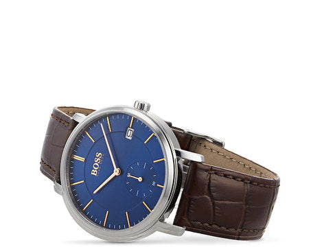 Buy Hugo Boss Grand Corporal Blue Dial Brown Leather Strap Watch for Men - 1513639 in Pakistan